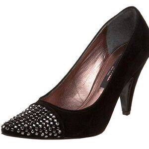 Nina Hanett Black Suede Heels Studded 7.5M Women’s Shoes Sparkly Edgy Genuine